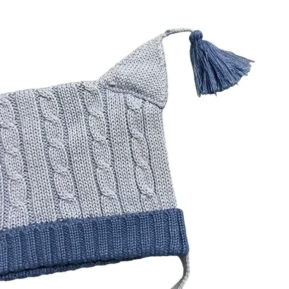 Kaloo Baby T43 (17in) Blue Knitted Tassel Hat - Picture 2 of 7